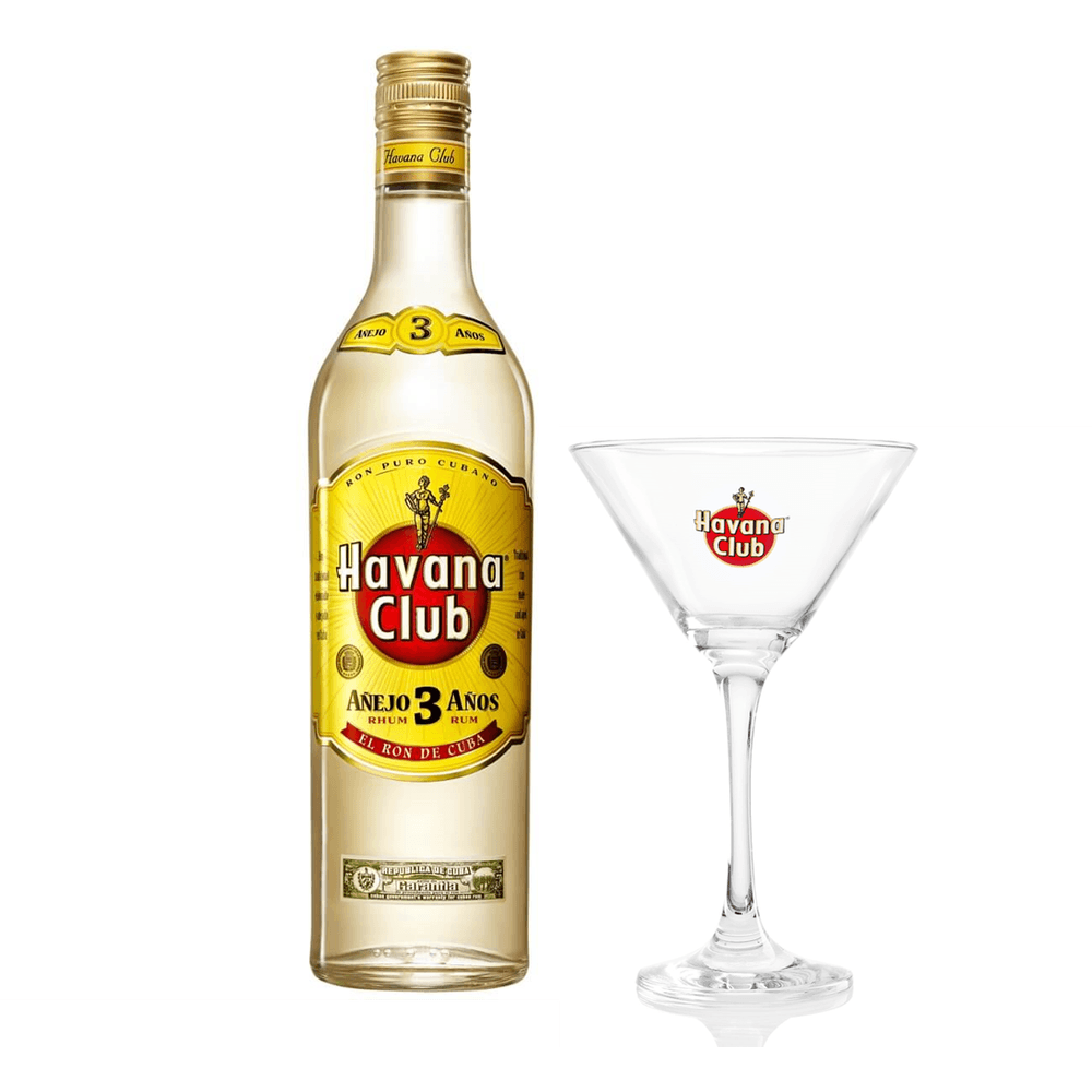 Kit Rum Havana Club 3 anos 750ml + Taça Daiquiri Havana Club