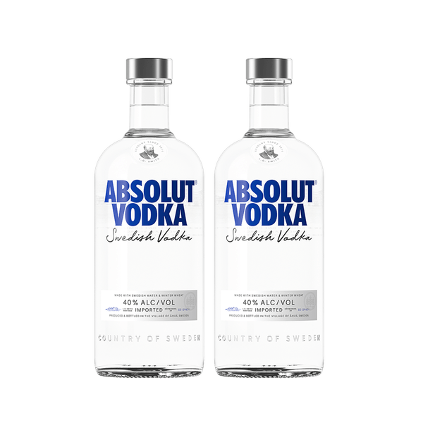 Kit com duas Garrafas de Vodka Absolut Regular 1L