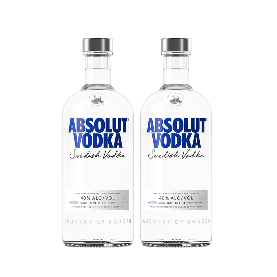Kit com duas Garrafas de Vodka Absolut Regular 1L